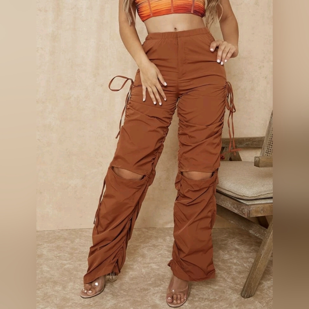Drawstring cut out side pants